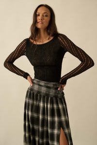 Divine Light Lace Long-Sleeve Boatneck Bodysuit - ShopPromesa