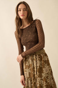 Divine Light Lace Long-Sleeve Boatneck Bodysuit - ShopPromesa