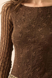 Divine Light Lace Long-Sleeve Boatneck Bodysuit - ShopPromesa