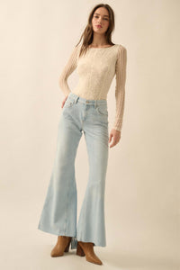 Divine Light Lace Long-Sleeve Boatneck Bodysuit - ShopPromesa