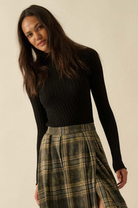 So Fine Semi-Sheer Rib-Knit Foldover Top - ShopPromesa