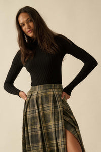 So Fine Semi-Sheer Rib-Knit Foldover Top - ShopPromesa