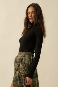 So Fine Semi-Sheer Rib-Knit Foldover Top - ShopPromesa