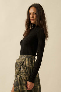 So Fine Semi-Sheer Rib-Knit Foldover Top - ShopPromesa