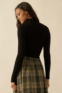 So Fine Semi-Sheer Rib-Knit Foldover Top - ShopPromesa