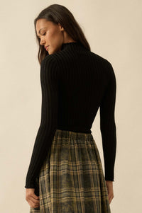 So Fine Semi-Sheer Rib-Knit Foldover Top - ShopPromesa