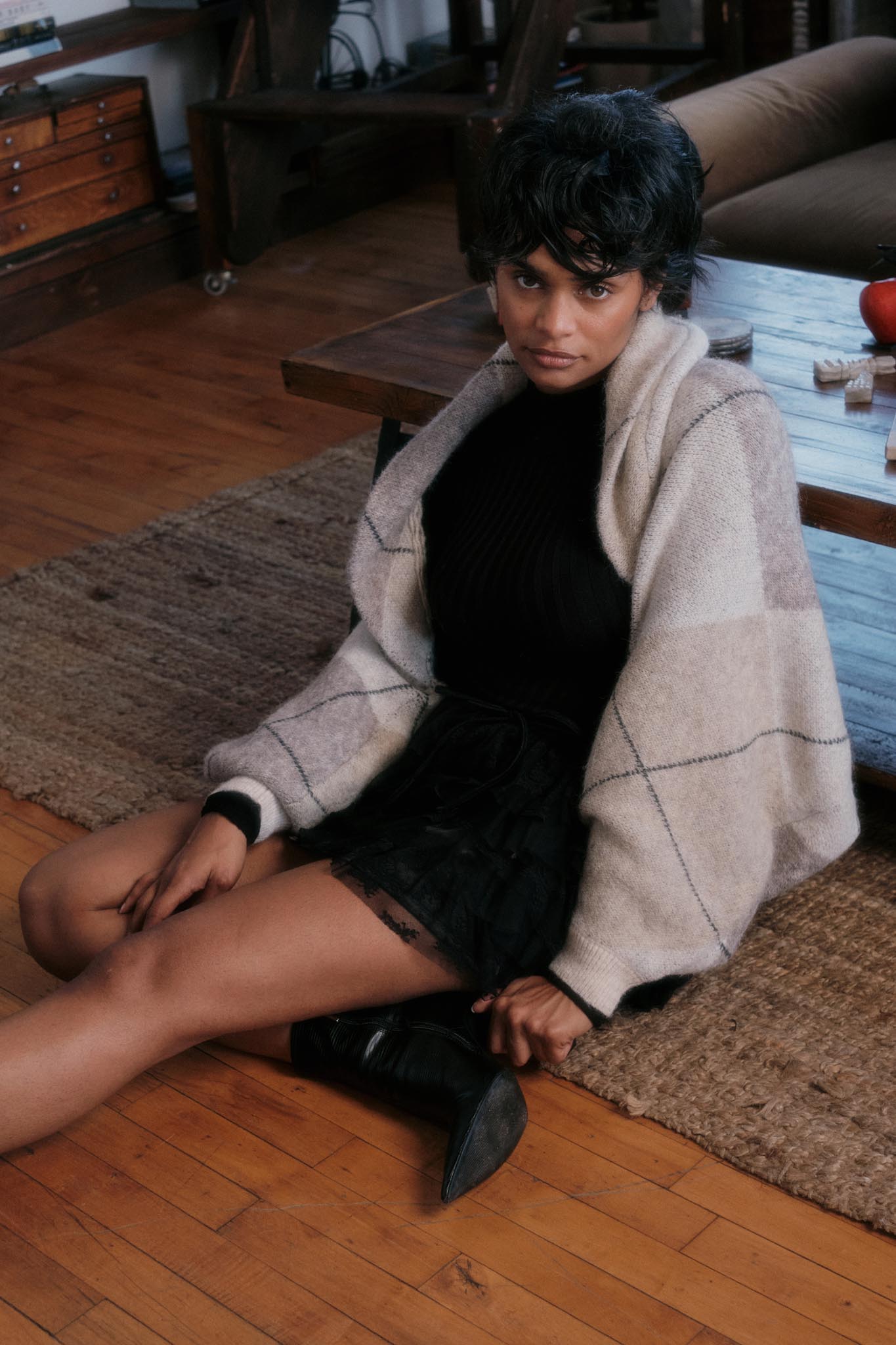 Finer Things Semi-Sheer Rib-Knit Mock-Neck Top