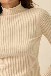 So Fine Semi-Sheer Rib-Knit Foldover Top - ShopPromesa