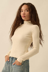 So Fine Semi-Sheer Rib-Knit Foldover Top - ShopPromesa