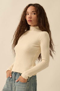 So Fine Semi-Sheer Rib-Knit Foldover Top - ShopPromesa