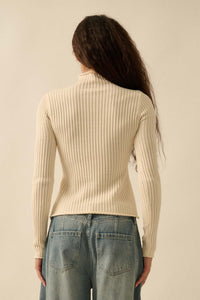 So Fine Semi-Sheer Rib-Knit Foldover Top - ShopPromesa