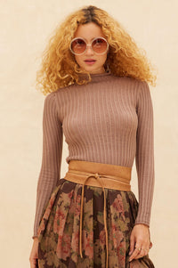 So Fine Semi-Sheer Rib-Knit Foldover Top - ShopPromesa