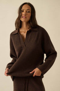 Looking Good Textured Knit Collared V-Neck Sweater - ShopPromesa