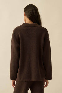 Looking Good Textured Knit Collared V-Neck Sweater - ShopPromesa