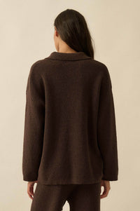 Looking Good Textured Knit Collared V-Neck Sweater - ShopPromesa