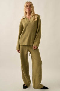Looking Good Textured Knit Collared V-Neck Sweater - ShopPromesa