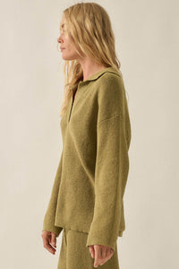 Looking Good Textured Knit Collared V-Neck Sweater - ShopPromesa