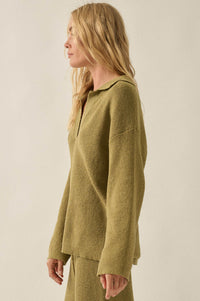 Looking Good Textured Knit Collared V-Neck Sweater - ShopPromesa