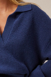 Looking Good Textured Knit Collared V-Neck Sweater - ShopPromesa