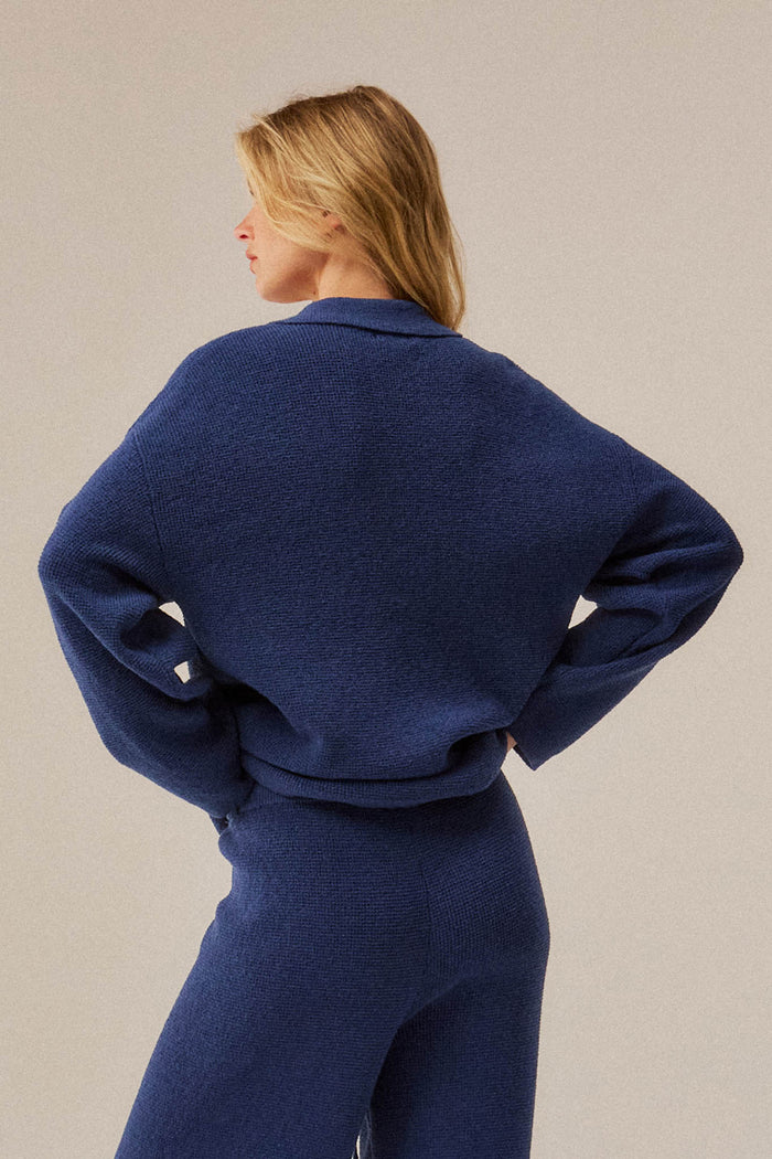 Looking Good Textured Knit Collared V-Neck Sweater - ShopPromesa