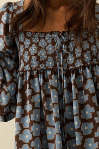 Bygone Blossoms Floral Smocked Babydoll Peasant Top - ShopPromesa