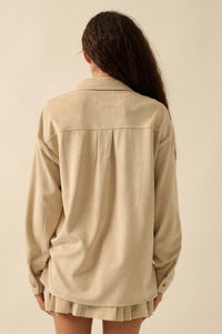 Soft Launch Vegan Suede Button-Up Shirt - ShopPromesa