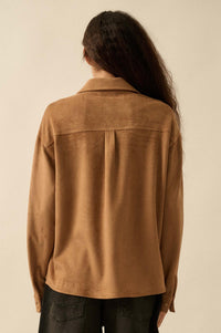 Soft Launch Vegan Suede Button-Up Shirt - ShopPromesa