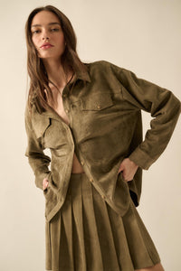 Soft Launch Vegan Suede Button-Up Shirt - ShopPromesa