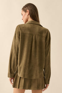 Soft Launch Vegan Suede Button-Up Shirt - ShopPromesa