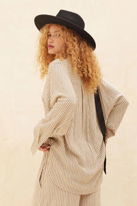 Down the LIne Oversize Pinstripe Button-Up Shirt - ShopPromesa