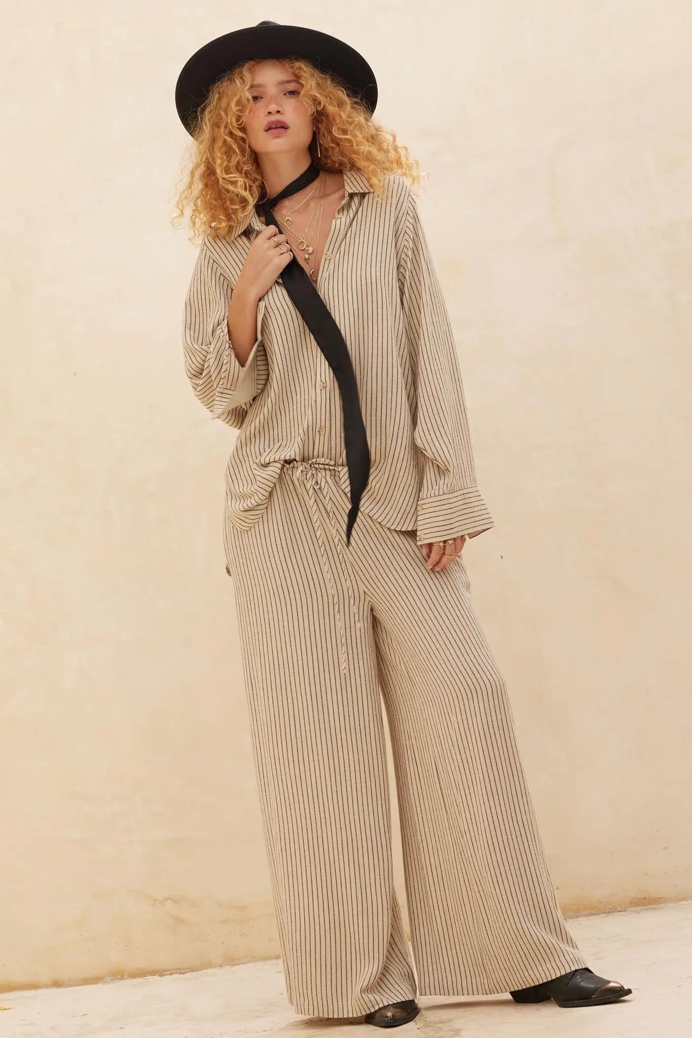 Down the LIne Oversize Pinstripe Button-Up Shirt - ShopPromesa