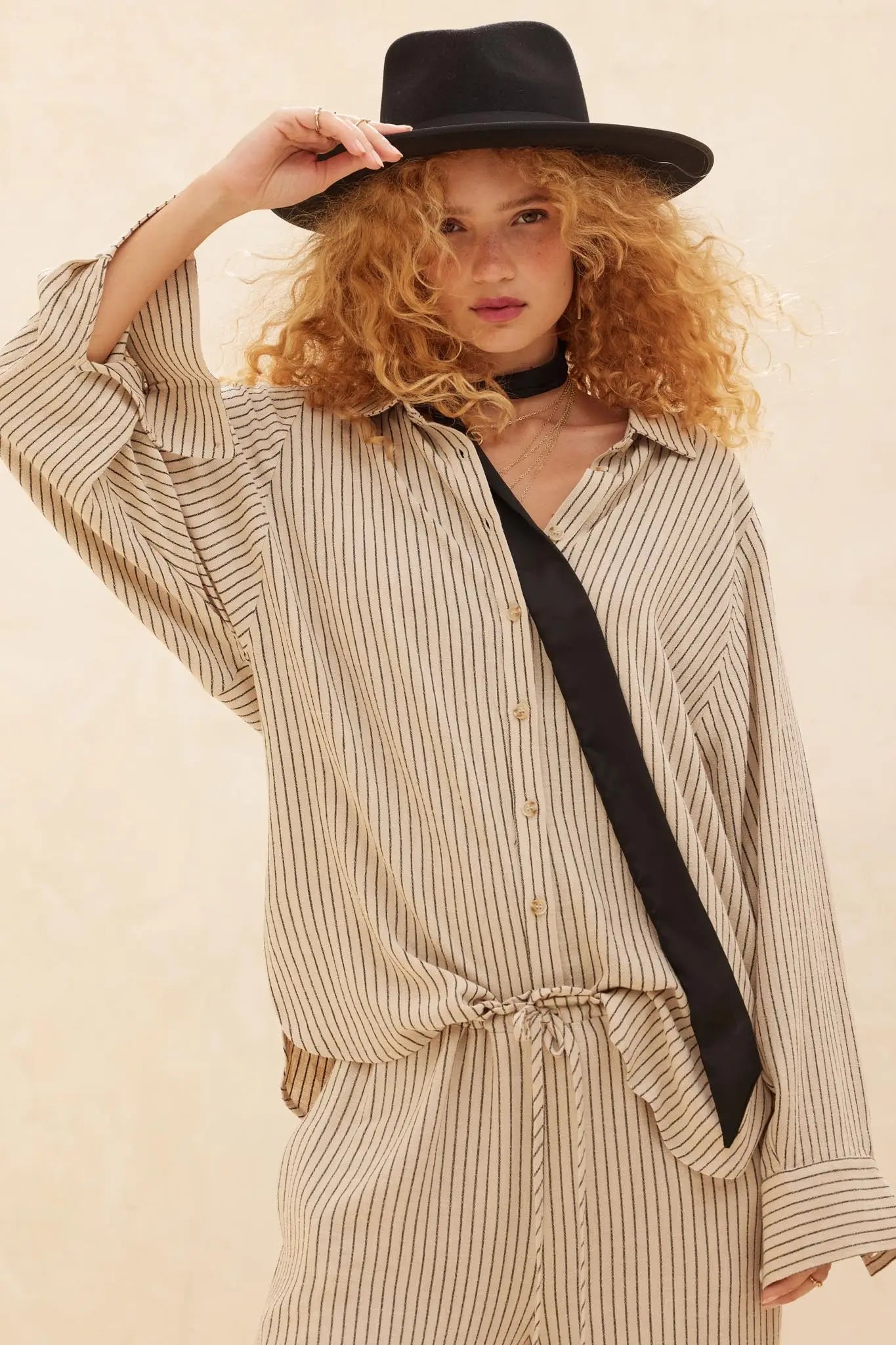 Down the LIne Oversize Pinstripe Button-Up Shirt - ShopPromesa