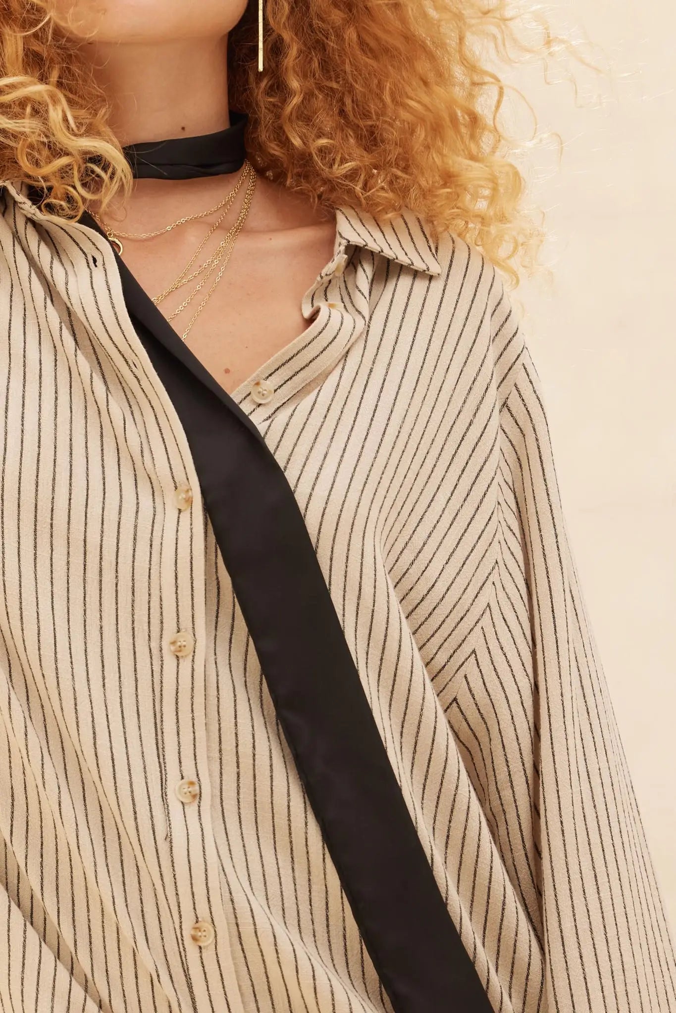 Down the LIne Oversize Pinstripe Button-Up Shirt - ShopPromesa