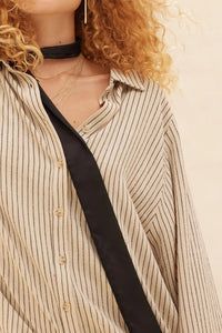 Down the LIne Oversize Pinstripe Button-Up Shirt - ShopPromesa