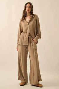 Down the LIne Oversize Pinstripe Button-Up Shirt - ShopPromesa