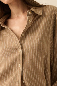 Down the LIne Oversize Pinstripe Button-Up Shirt - ShopPromesa