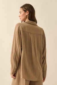 Down the LIne Oversize Pinstripe Button-Up Shirt - ShopPromesa