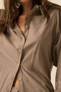 Straight Ahead Double Pinstripe Button-Up Shirt - ShopPromesa