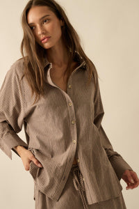 Straight Ahead Double Pinstripe Button-Up Shirt - ShopPromesa