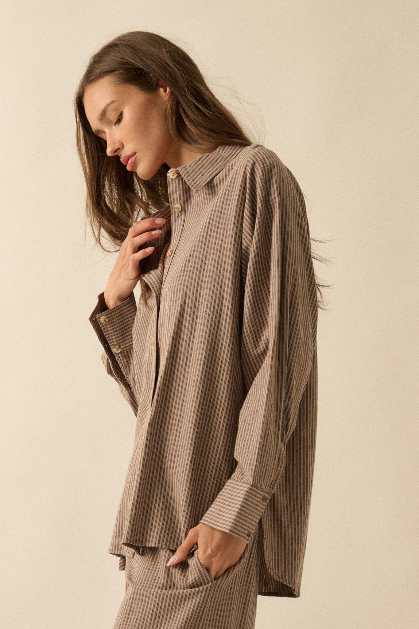 Straight Ahead Double Pinstripe Button-Up Shirt - ShopPromesa