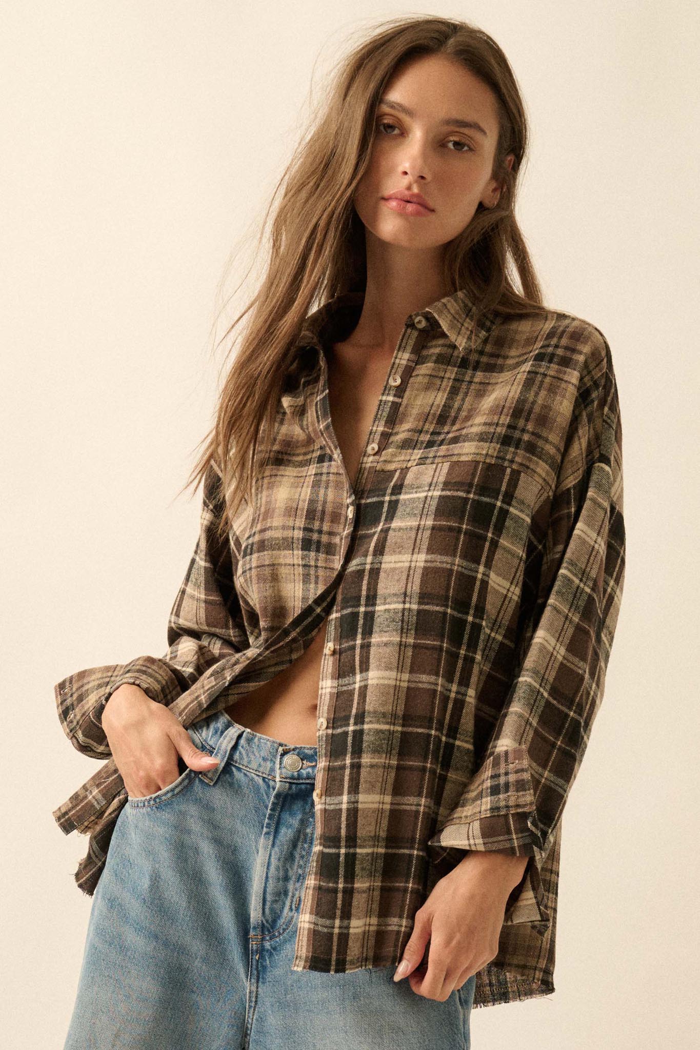 Country Roads Colorblock Plaid Button-Up Shirt - ShopPromesa