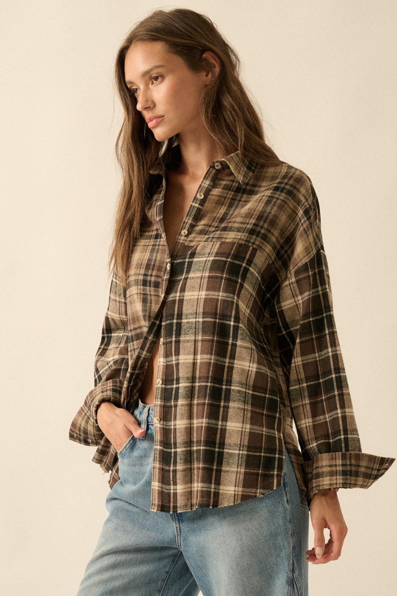 Country Roads Colorblock Plaid Button-Up Shirt - ShopPromesa