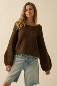 Keep Me Warm Textured Knit Balloon-Sleeve Sweater - ShopPromesa