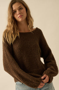 Keep Me Warm Textured Knit Balloon-Sleeve Sweater - ShopPromesa