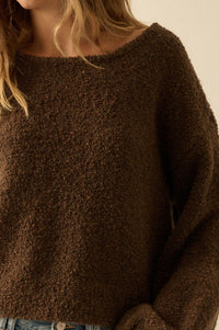 Keep Me Warm Textured Knit Balloon-Sleeve Sweater - ShopPromesa