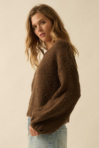 Keep Me Warm Textured Knit Balloon-Sleeve Sweater - ShopPromesa