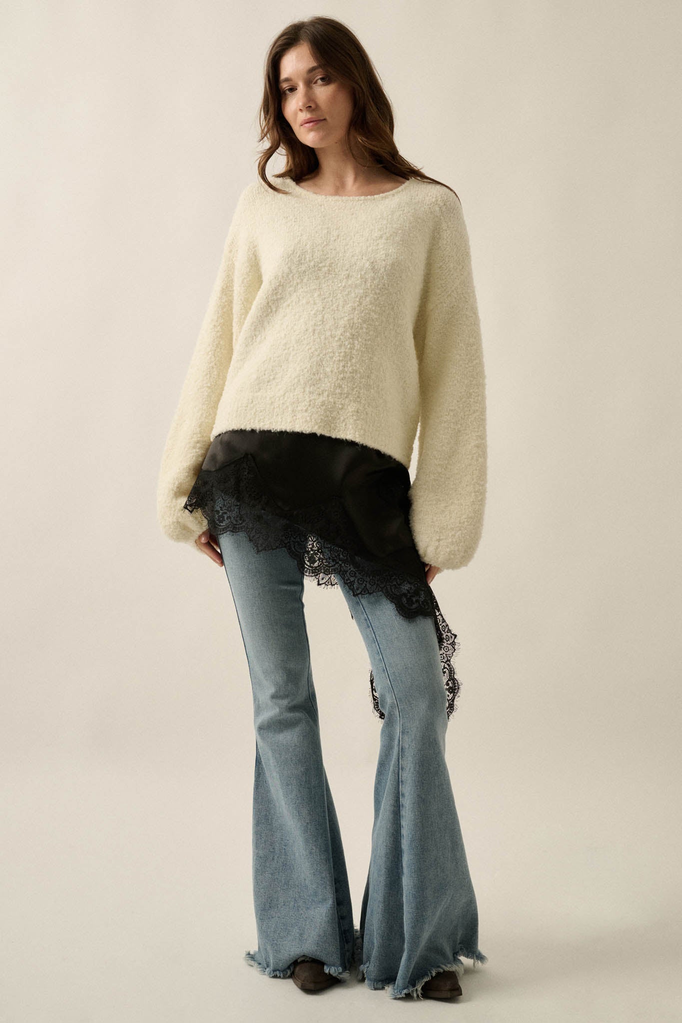 Keep Me Warm Textured Knit Balloon-Sleeve Sweater - ShopPromesa