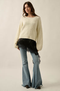 Keep Me Warm Textured Knit Balloon-Sleeve Sweater - ShopPromesa