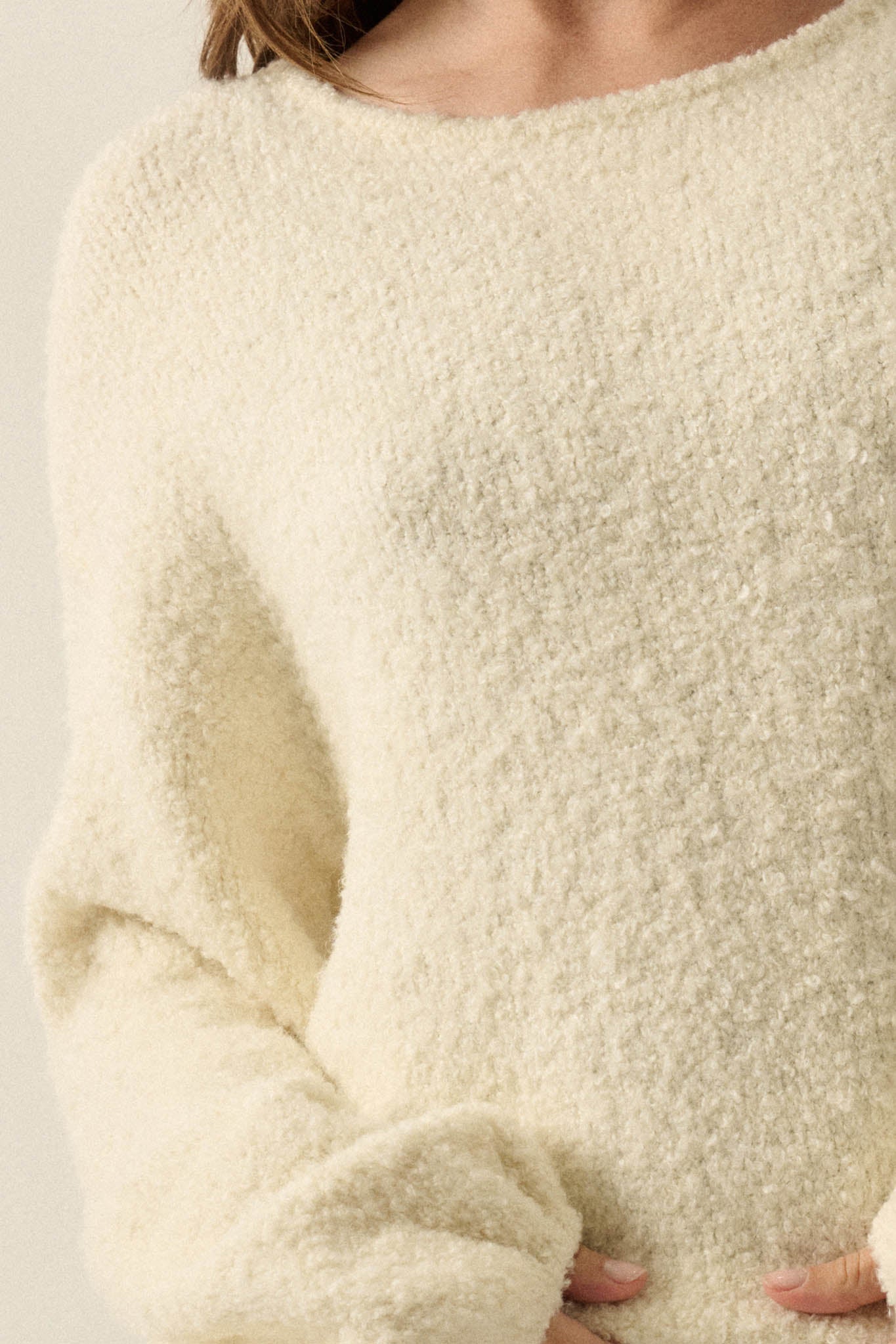 Keep Me Warm Textured Knit Balloon-Sleeve Sweater - ShopPromesa