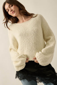 Keep Me Warm Textured Knit Balloon-Sleeve Sweater - ShopPromesa